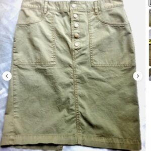 Banana Republic womens green snap button front high waist skirt sz4 pockets